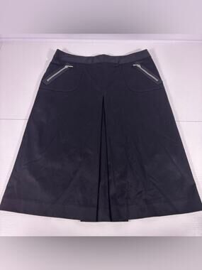 Last Chance!! Banana Republic Black Stretch Skirt Front Pleat Pockets Sz 8 1331